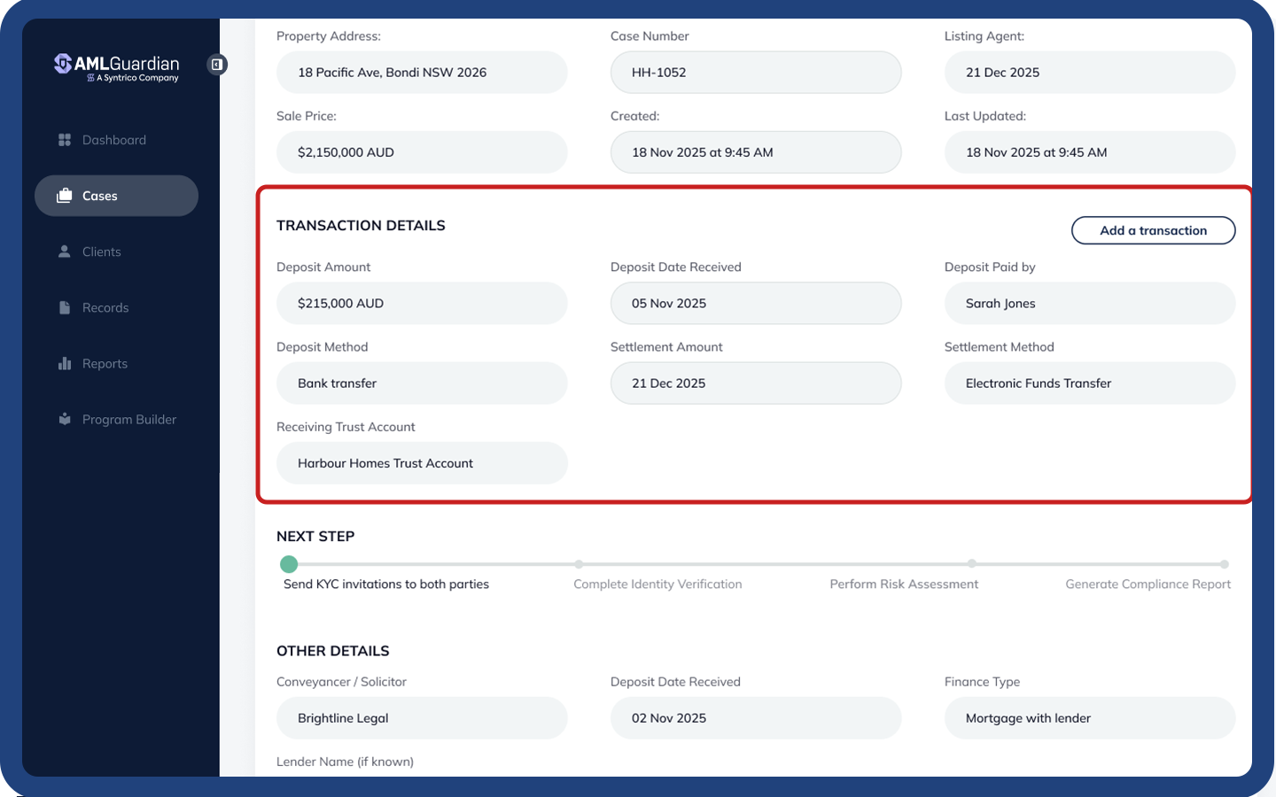 FEATURE 4 TRANSACTION DETAILS